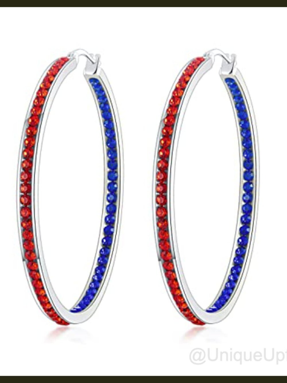 Stainless Steel Crystal Hoop Earrings Hypoallergenic for Sensitive Ears Large